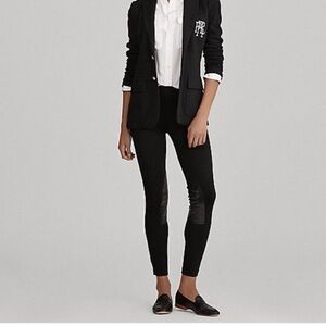 Ralph Lauren Black Label Merino Wool Lamb Leather Jodphur Black Leggings Small